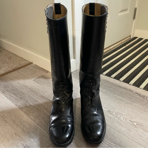 Police Patrol Tall Leather Lace Up Motorcycle Moto Equestrian Boots Mens Size 9 - Picture 4 of 11